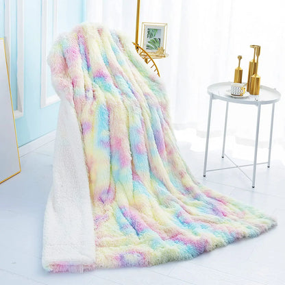 Noahas Soft, Lightweight, Fuzzy Rainbow Throw Blankets