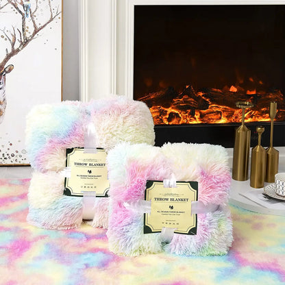 Noahas Soft, Lightweight, Fuzzy Rainbow Throw Blankets