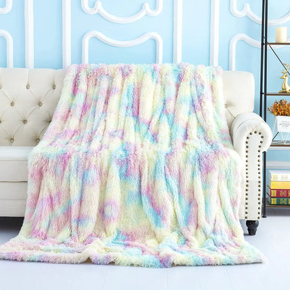 Noahas Soft, Lightweight, Fuzzy Rainbow Throw Blankets