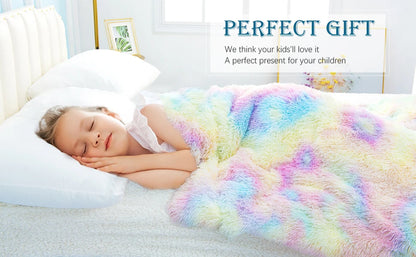 Noahas Soft, Lightweight, Fuzzy Rainbow Throw Blankets