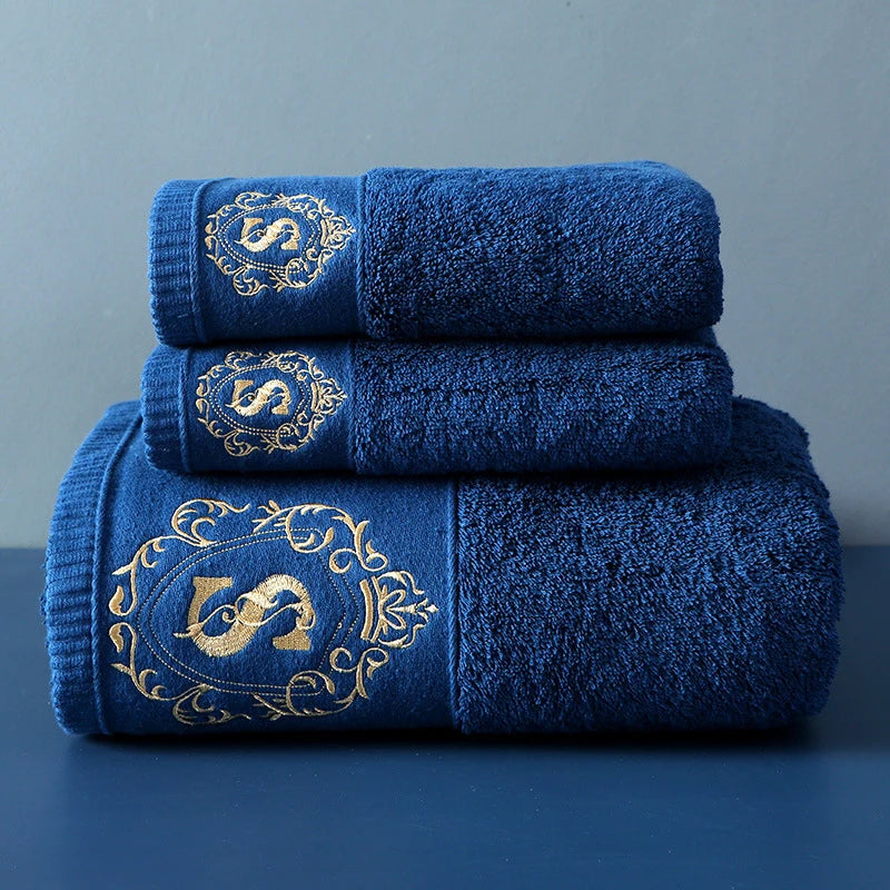 High-grade Cotton, Embroidered Luxury Bathroom Towel/Face Set