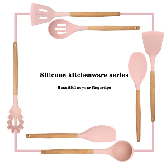 Silicone Kitchenware, Cooking Utensils Set For Non-stick Cookware