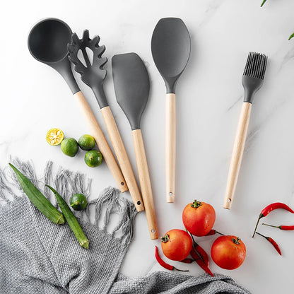 Silicone Kitchenware, Cooking Utensils Set For Non-stick Cookware