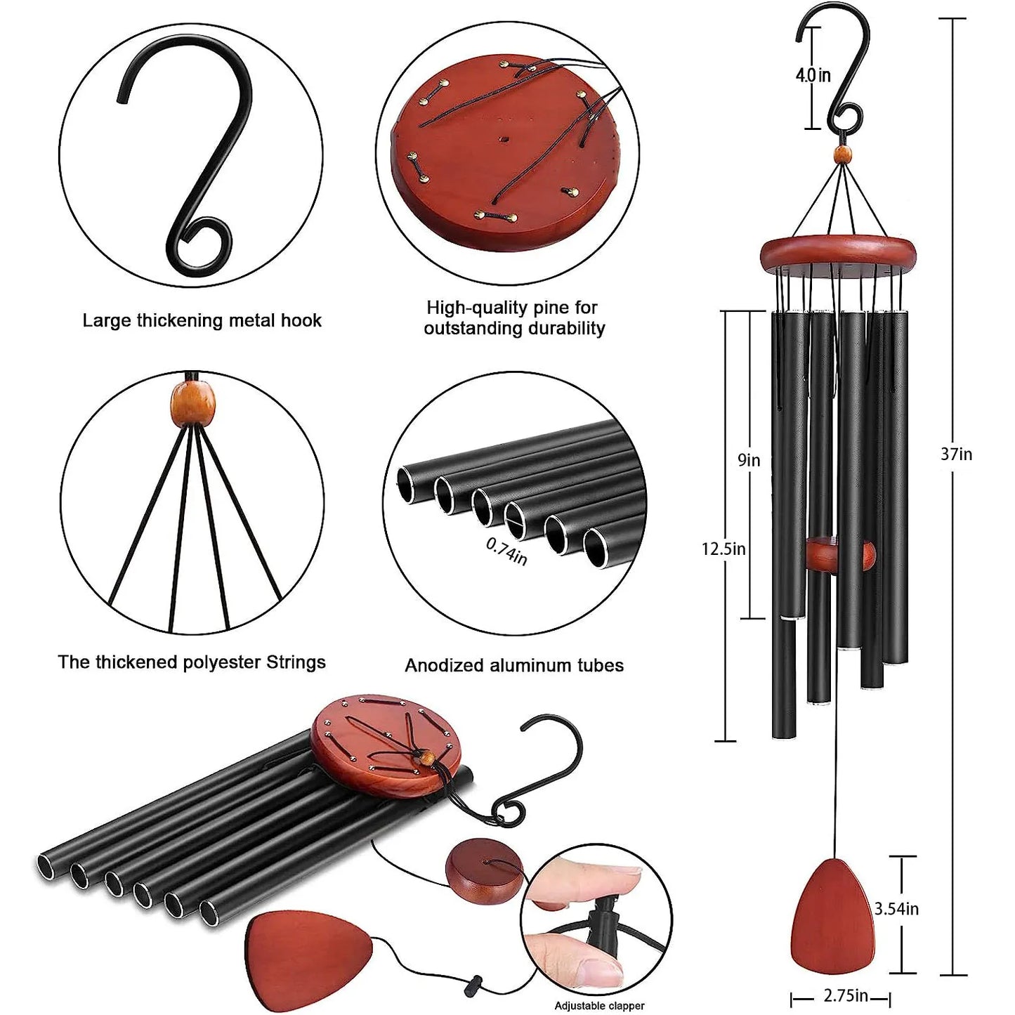 Create a Zen-Atmosphere w/These 37" Aluminum Wind-Chimes