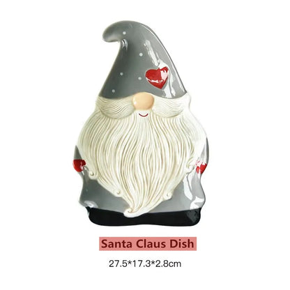 Nordic Santa Claus Dish Embossed Rice Salad Bowl Ceramic Flat Plate Cup Teapot Christmas Tableware Gift