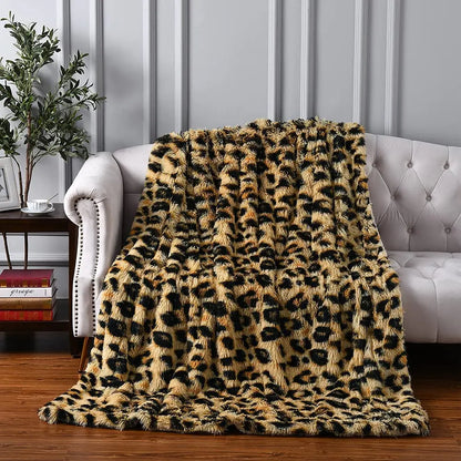 Luxury-Leopard, Thick/Furry, Polyester/Velvet, Anti-Static Throw-Blanket, Machine-Washable