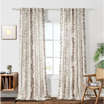 84 Inches Long, Light Filtering, Cotton Muslin Boho Curtains