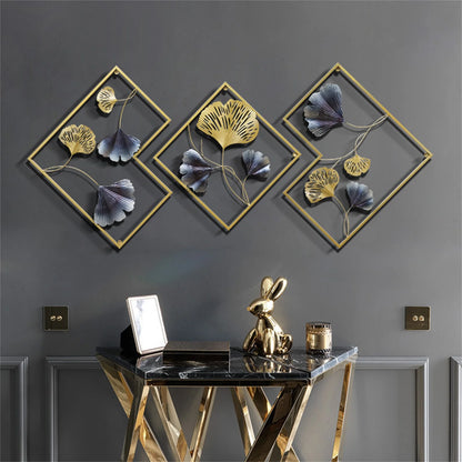 3-Pack, 3D-Leaf-Wall Decoration-Set, Iron Wall Decoration