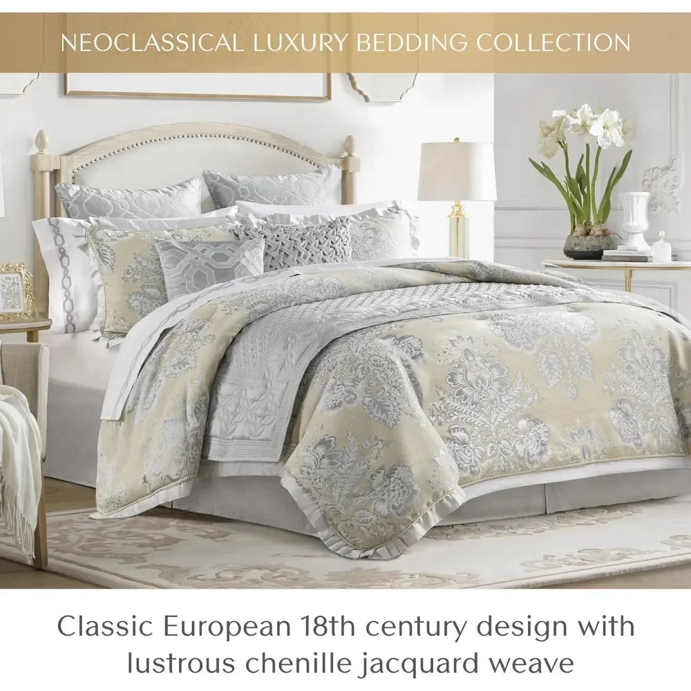 2 Shams & Bed skirt Bed Linen Set Jacquard Floral Medallion Comforter Sets Comforter Queen Bedding Home Freight free.