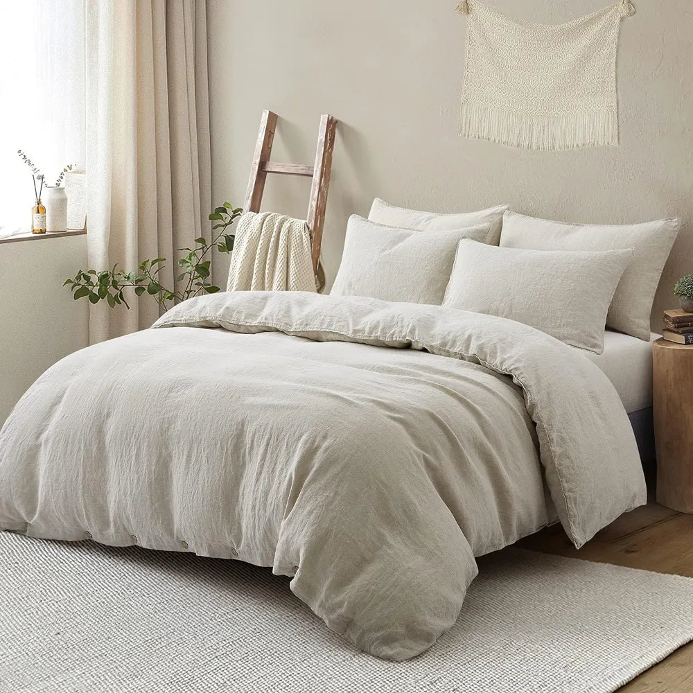 100% French Linen, Water Wash Quilt Bed Set