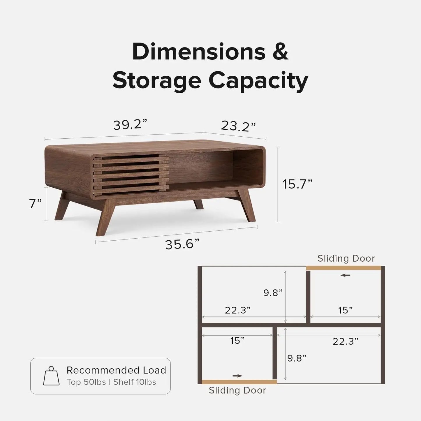 Farmhouse, Walnut-Wood, Coffee-Table, Mid-Century-Modern, Living Room