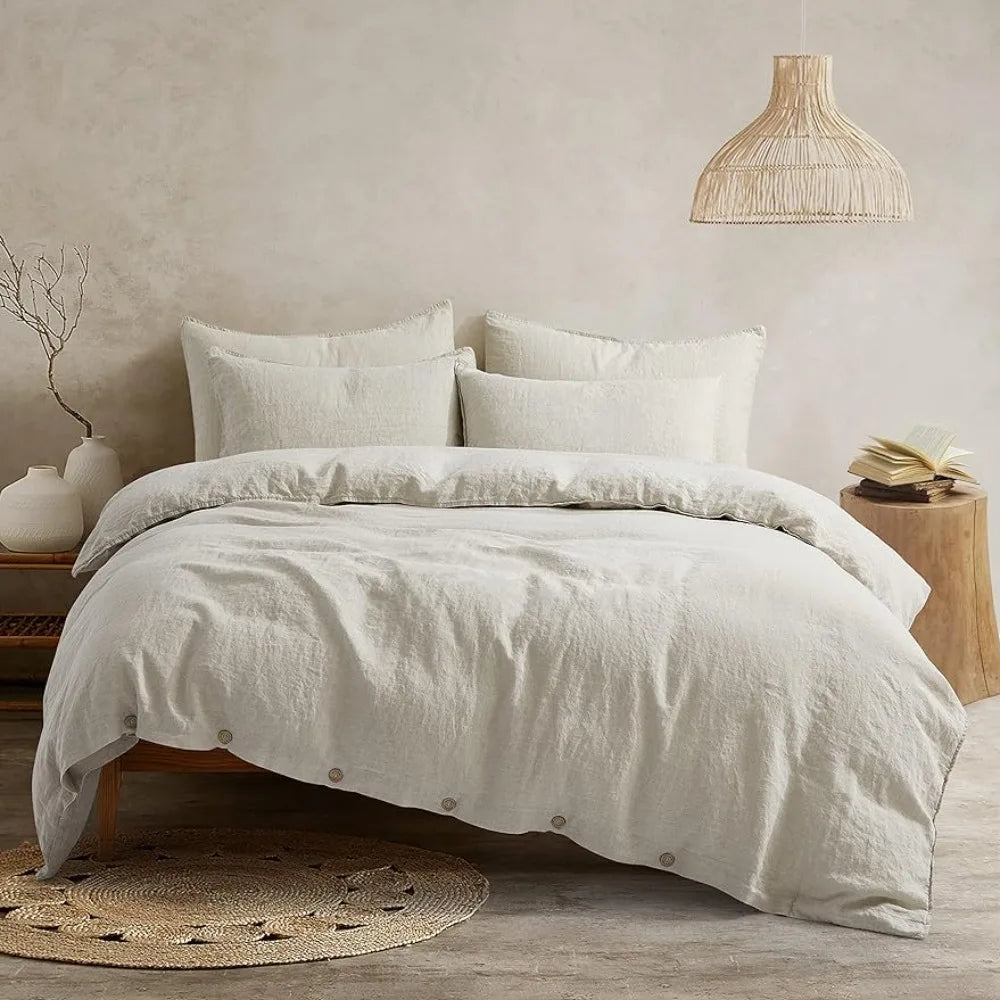 100% French Linen, Water Wash Quilt Bed Set