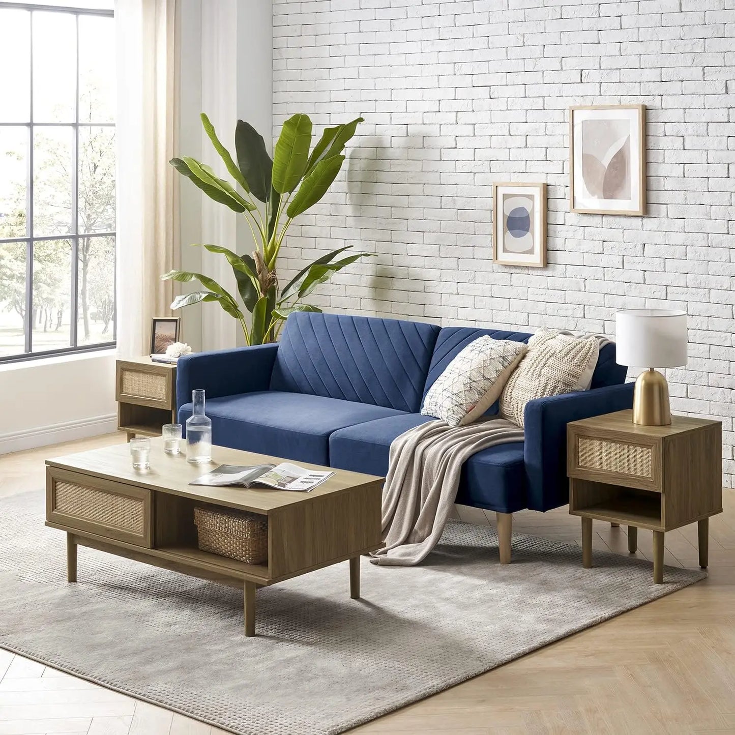 Farmhouse, Walnut-Wood, Coffee-Table, Mid-Century-Modern, Living Room