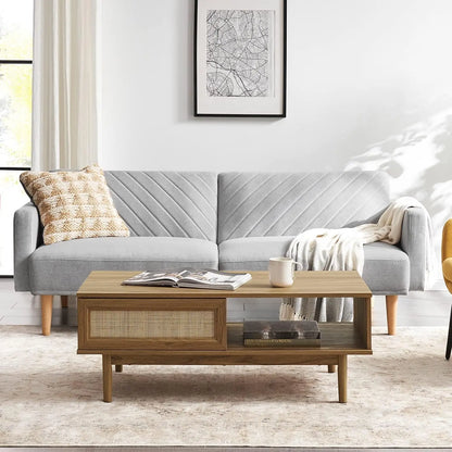 Farmhouse, Walnut-Wood, Coffee-Table, Mid-Century-Modern, Living Room