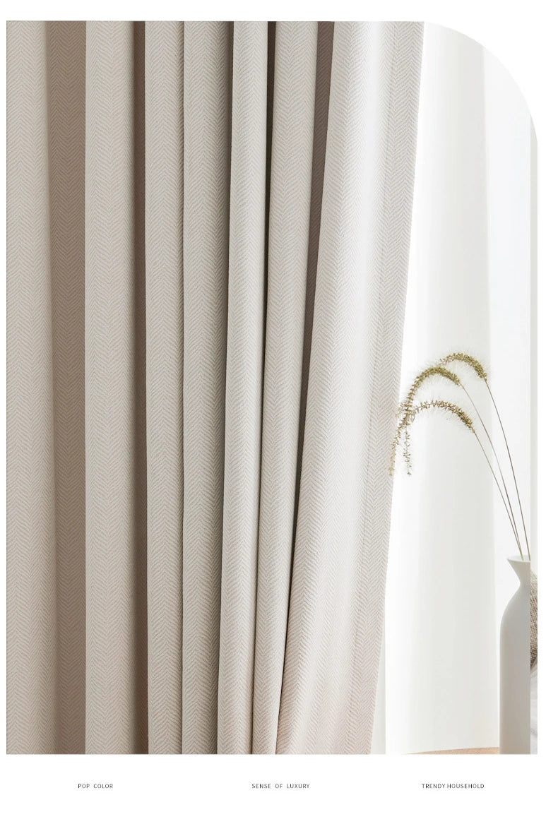 2024-New,Thickened, Blackout, Luxury, Cotton/Linen, Solid-Color Curtains