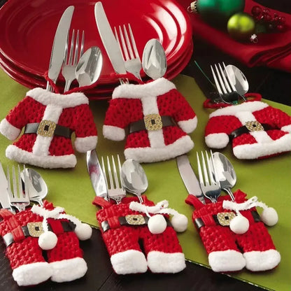 Festive Christmas Cutlery Holder/ 3 Sets of Skirt/Pant Bags