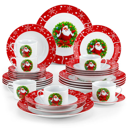 30PCS Christmas {Santa Claus} Dinnerware-Set, Dinnerware Plate/Dessert/Soup Plate/Mug