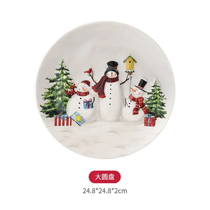 Christmas Snowman Plate & Various Serving Dishes/Teapot Set