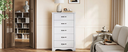 Wooden-Dresser w/ 5-Drawers, Tall-Closet-Storage-Organizer, Multi-Color-Choices