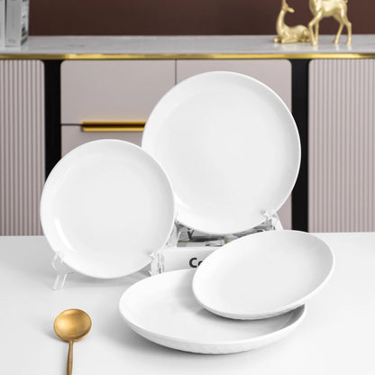 16 Piece, Porcelain Dinnerware Set, White Ceramic Tableware