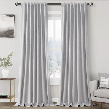 Thermal Insulated 100% Blackout Linen Drapes, Pleated Look