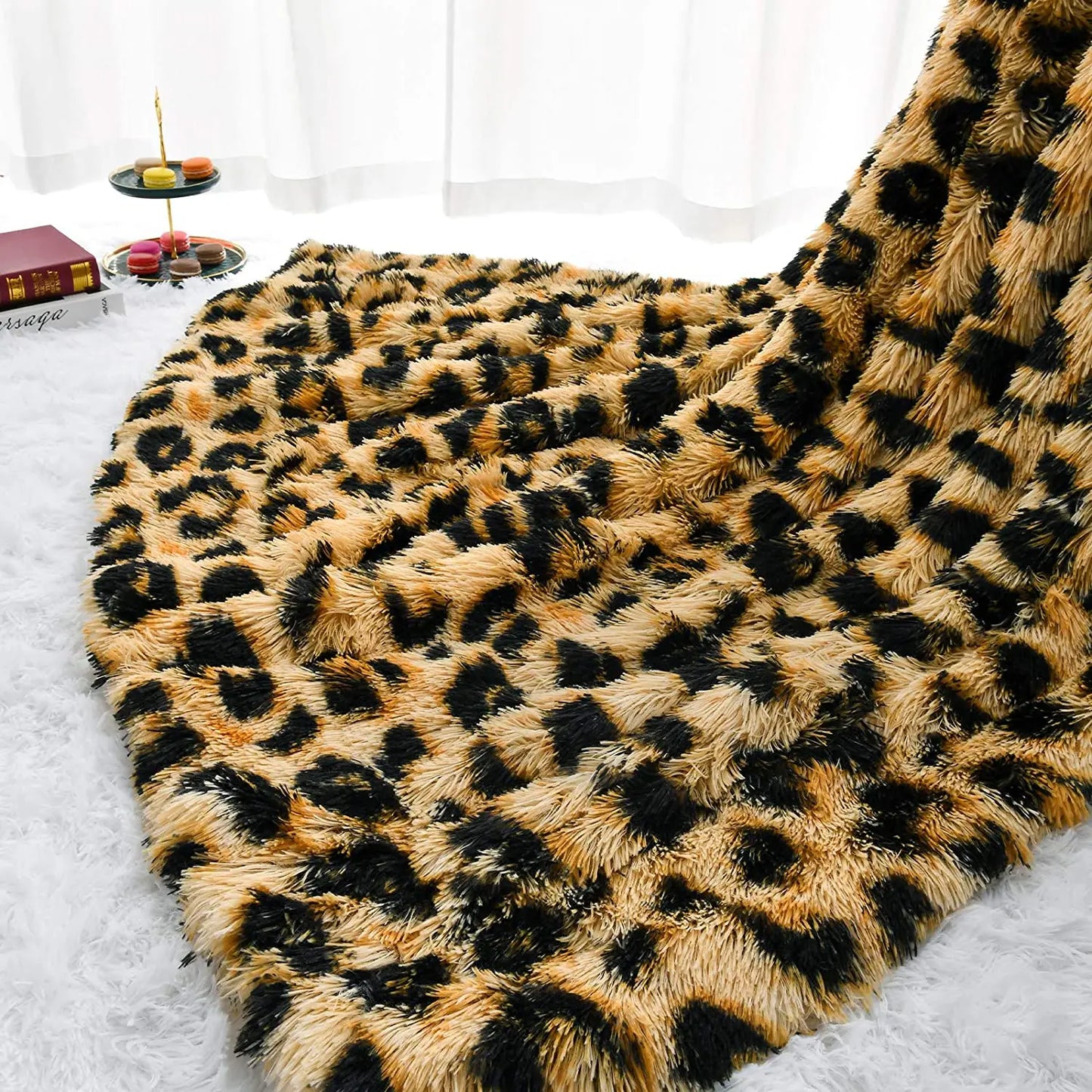 Luxury-Leopard, Thick/Furry, Polyester/Velvet, Anti-Static Throw-Blanket, Machine-Washable