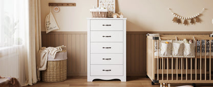 Wooden-Dresser w/ 5-Drawers, Tall-Closet-Storage-Organizer, Multi-Color-Choices