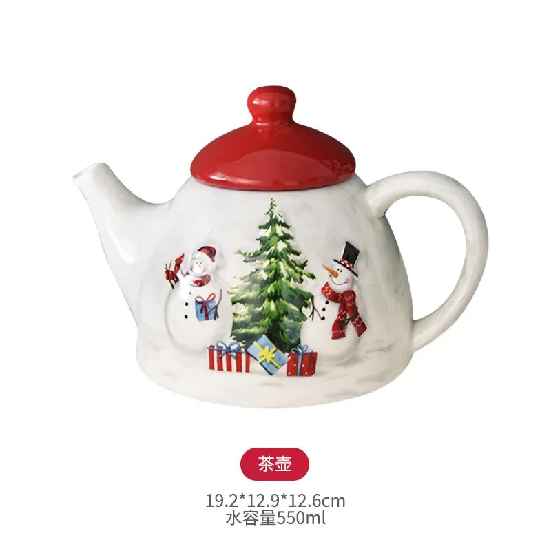 Christmas Snowman Plate & Various Serving Dishes/Teapot Set