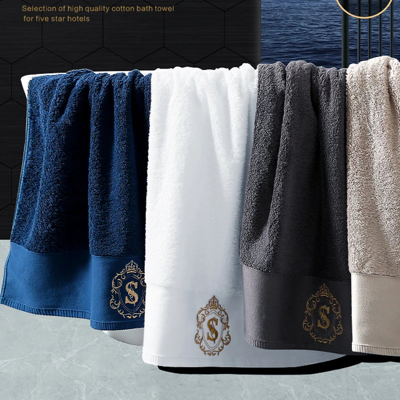 2PCS Luxury, Embroidered Hotel Towel, Soft, High Quality Cotton