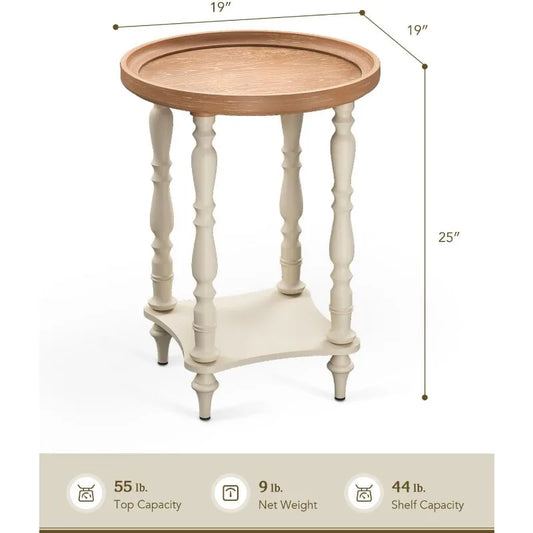 French Country, Accent End-Table, Distressed-Wood