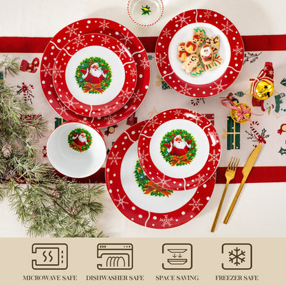 30PCS Christmas {Santa Claus} Dinnerware-Set, Dinnerware Plate/Dessert/Soup Plate/Mug