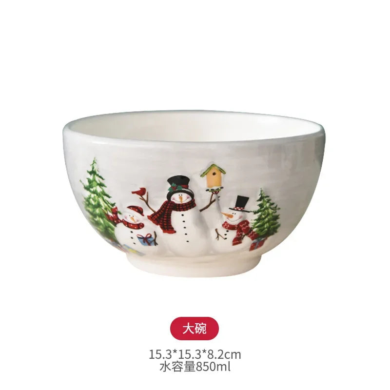 Christmas Snowman Plate & Various Serving Dishes/Teapot Set