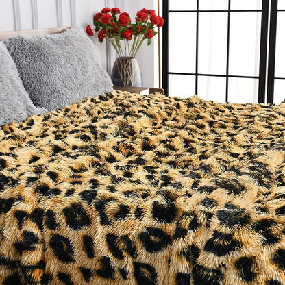 Luxury-Leopard, Thick/Furry, Polyester/Velvet, Anti-Static Throw-Blanket, Machine-Washable