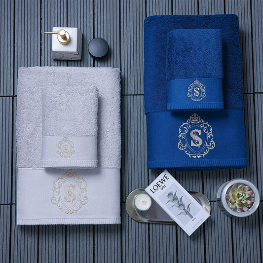 High-grade Cotton, Embroidered Luxury Bathroom Towel/Face Set