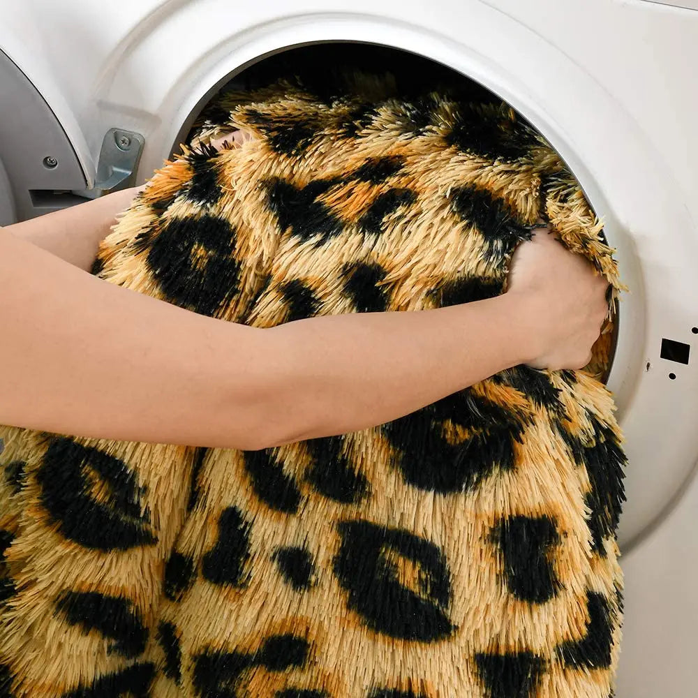 Luxury-Leopard, Thick/Furry, Polyester/Velvet, Anti-Static Throw-Blanket, Machine-Washable