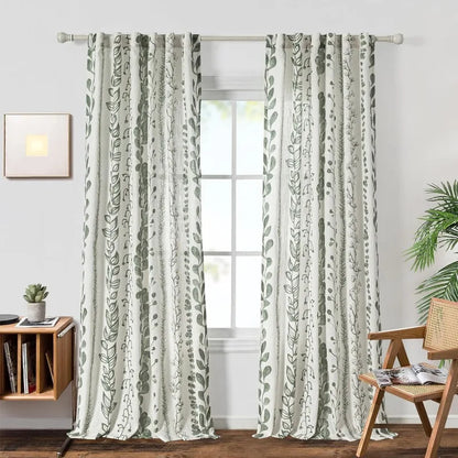 84 Inches Long, Light Filtering, Cotton Muslin Boho Curtains