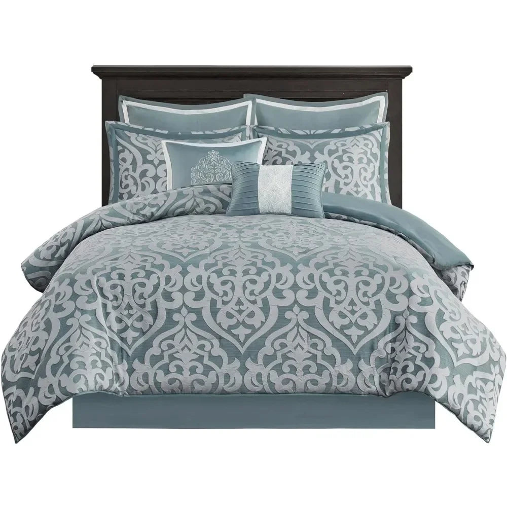 All Season, Down Alternative, King Comforter Set, Jacquard Damask Medallion Design