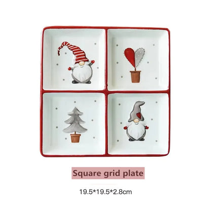 Nordic Santa Claus Dish Embossed Rice Salad Bowl Ceramic Flat Plate Cup Teapot Christmas Tableware Gift