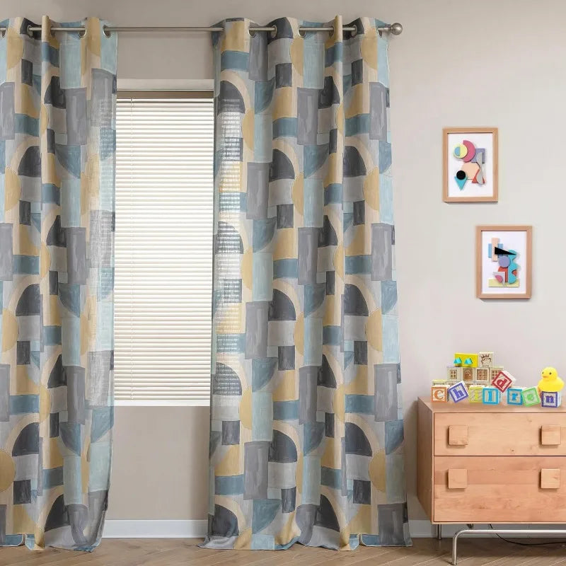 84 Inches Long, Light Filtering, Cotton Muslin Boho Curtains