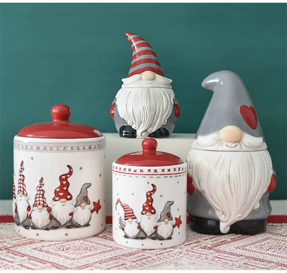 Nordic Santa Claus Dish Embossed Rice Salad Bowl Ceramic Flat Plate Cup Teapot Christmas Tableware Gift