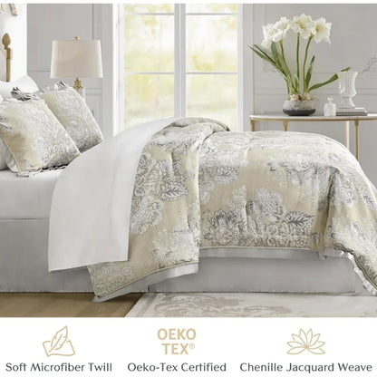 2 Shams & Bed skirt Bed Linen Set Jacquard Floral Medallion Comforter Sets Comforter Queen Bedding Home Freight free.