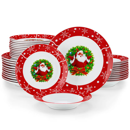 30PCS Christmas {Santa Claus} Dinnerware-Set, Dinnerware Plate/Dessert/Soup Plate/Mug