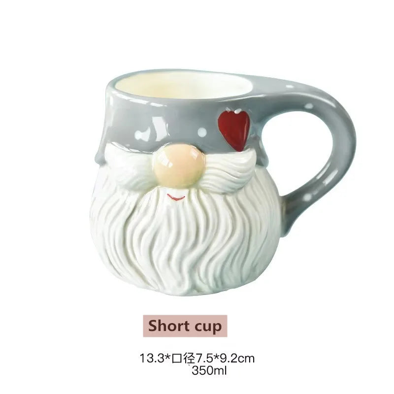 Nordic Santa Claus Dish Embossed Rice Salad Bowl Ceramic Flat Plate Cup Teapot Christmas Tableware Gift