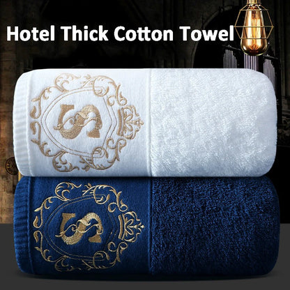 2PCS Luxury, Embroidered Hotel Towel, Soft, High Quality Cotton