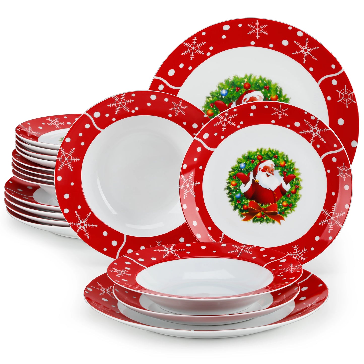 30PCS Christmas {Santa Claus} Dinnerware-Set, Dinnerware Plate/Dessert/Soup Plate/Mug