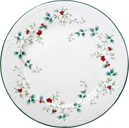 Winterberry Holiday 16 Piece Dinnerware Set, Service for 4, White