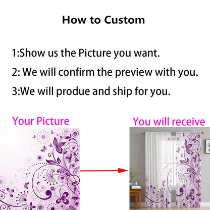 Personalized Photo, Custom. Sheer, Voile Curtain