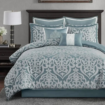 All Season, Down Alternative, King Comforter Set, Jacquard Damask Medallion Design