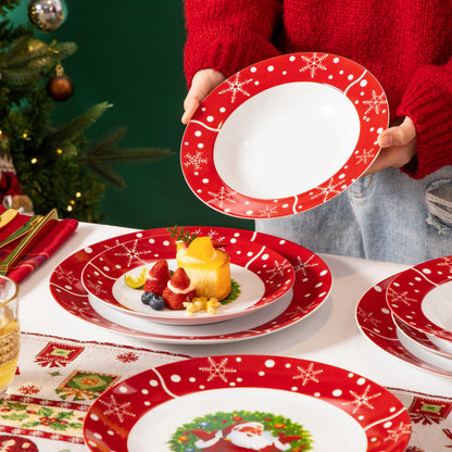 30PCS Christmas {Santa Claus} Dinnerware-Set, Dinnerware Plate/Dessert/Soup Plate/Mug