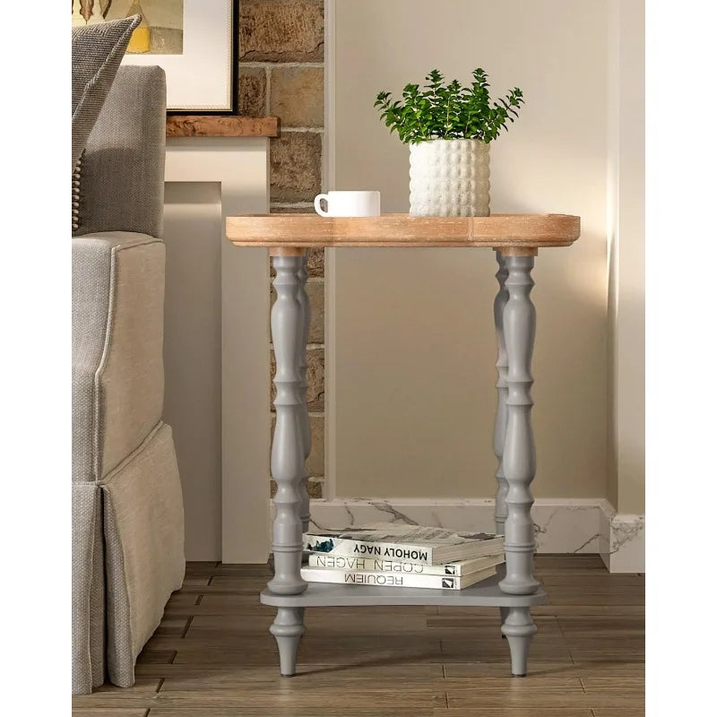 French Country, Accent End-Table, Distressed-Wood